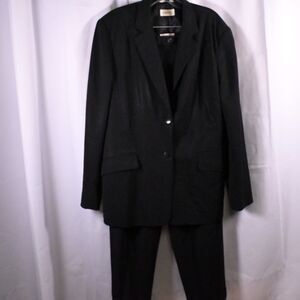 Talbots Pants Suit Womens 16 Petite Black Wool Classic Career High Rise Japan